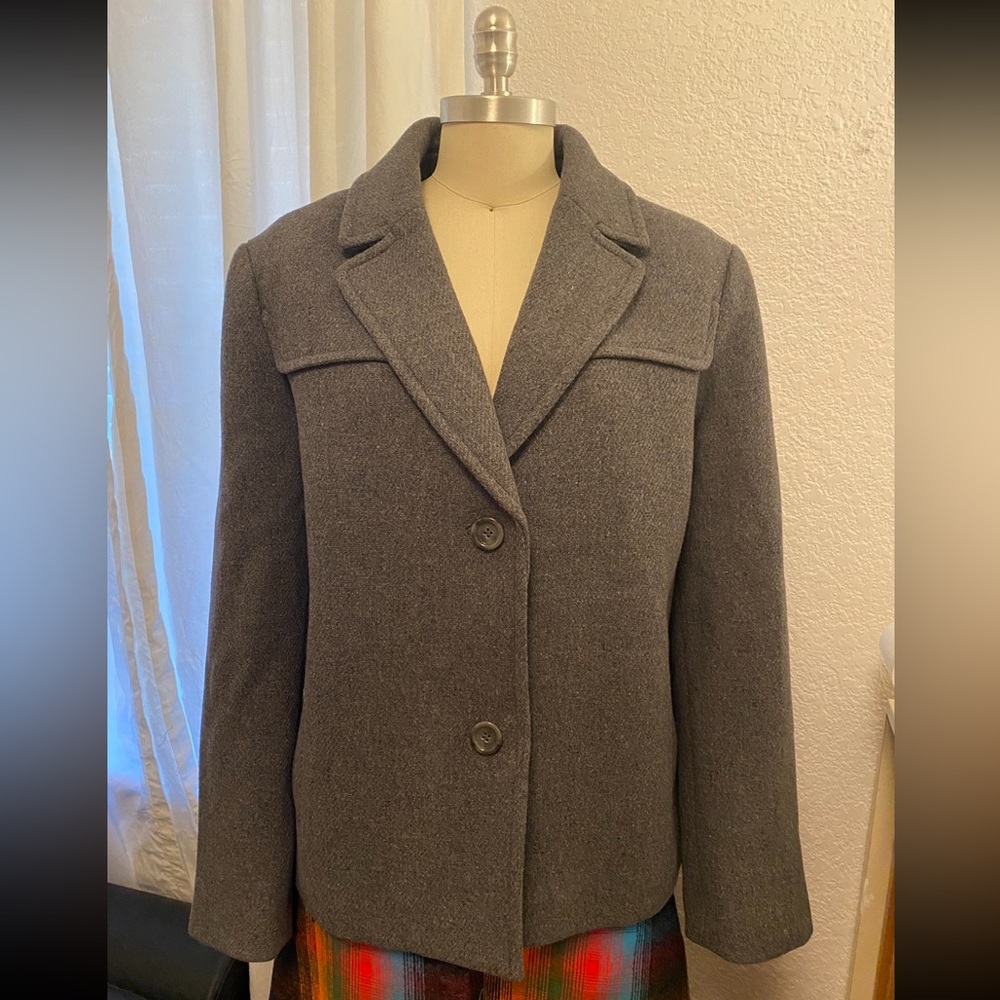 NWT Talbots Wool Jacket Coat Two Button Gray